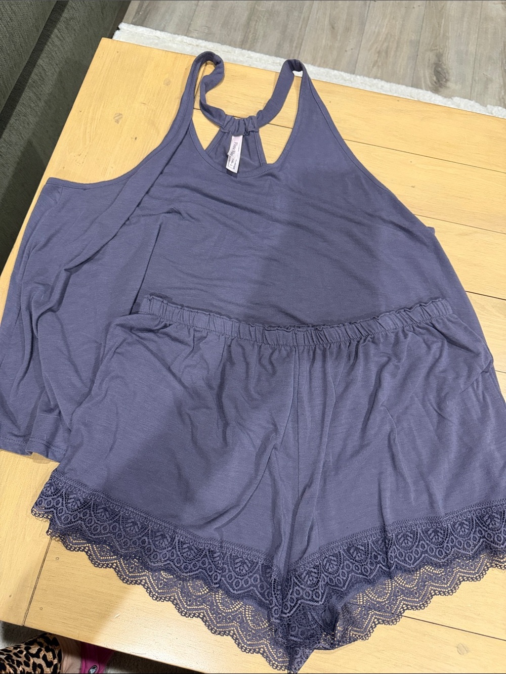 Flora Nikrooz Lavender Lace-Trim Sleep Tank & Short Set